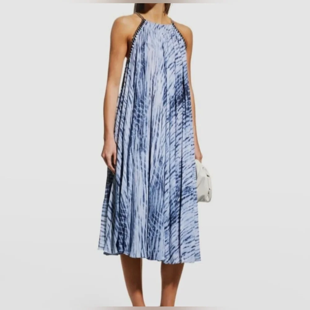 Michael Michael Kors Midnight Blue Tie Dye Georgette Maxi Dress Sz M/ $325 MRSP - Picture 1 of 12